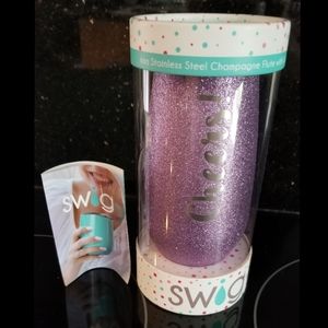 NEW!!🥂Pink Glitter "Cheers" Champagne Flute w/Lid